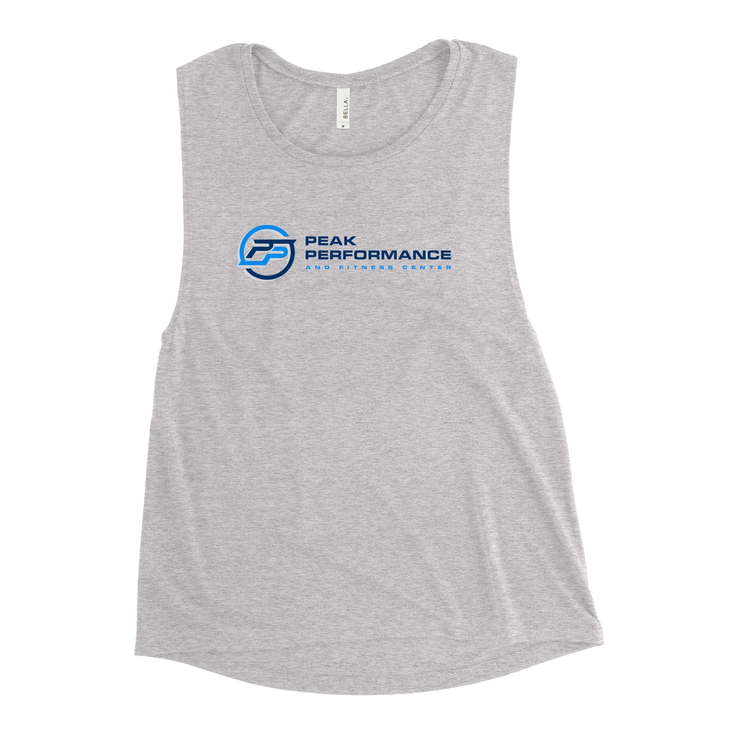 Ladies’ Muscle Tank dark blue and light blue logo