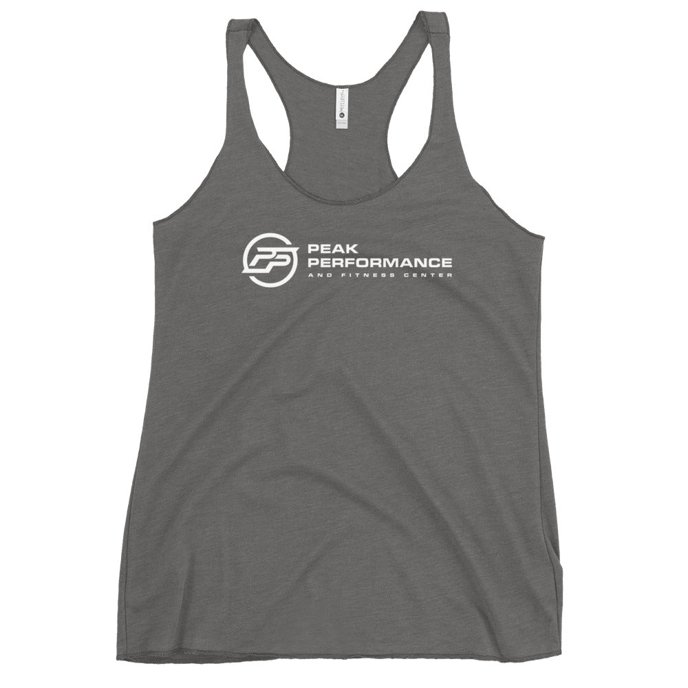 Women's Racerback Tank white logo