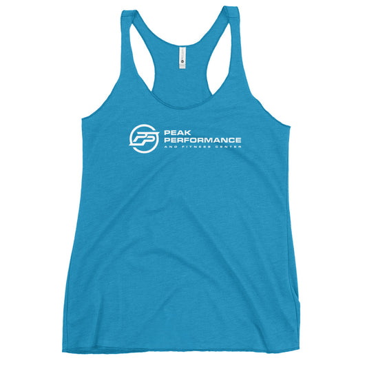 Women's Racerback Tank white logo