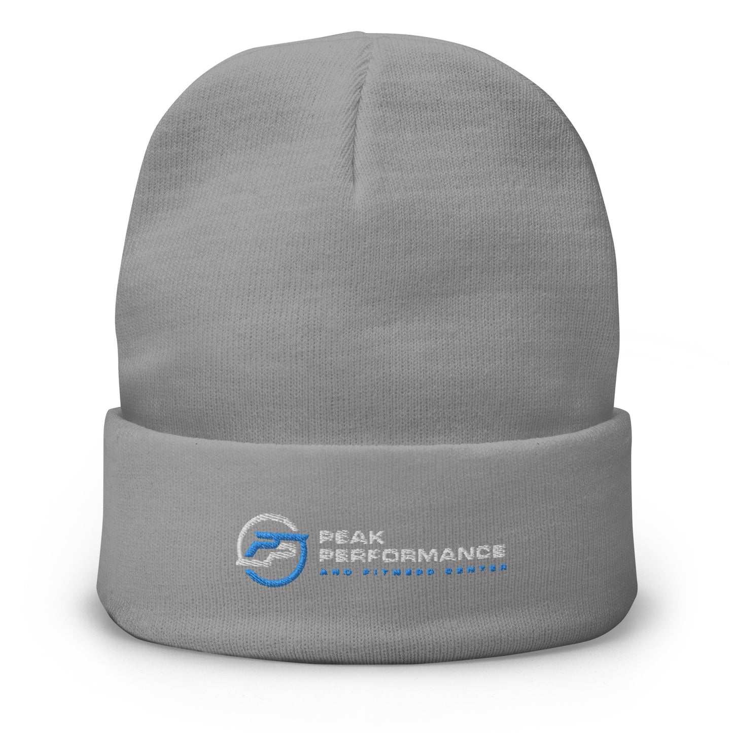 Embroidered Beanie white and blue logo